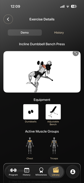 Exercise demo video showing correct form and setup